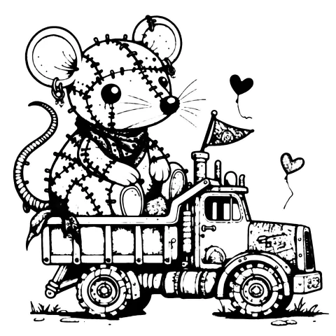 Beargoyle rat in a toy truck #0132