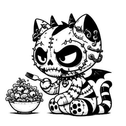 A cat gargoyle that hates salad.