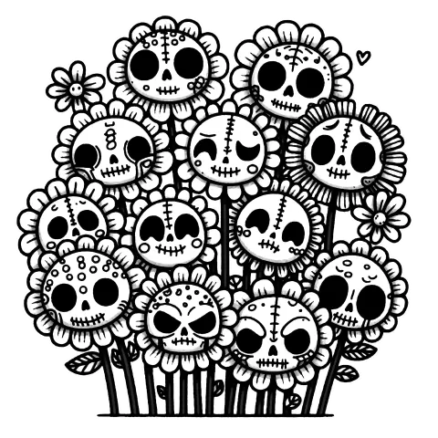 A bouquet of skull flowers.