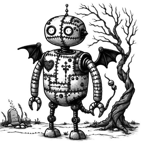 A robot standing alone in the world