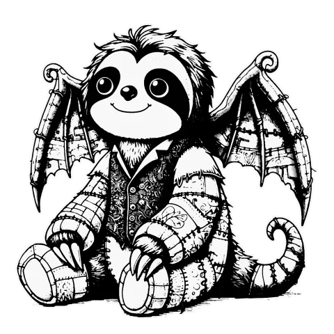 A dapper sloth gentleman in a patchwork sweater and vest