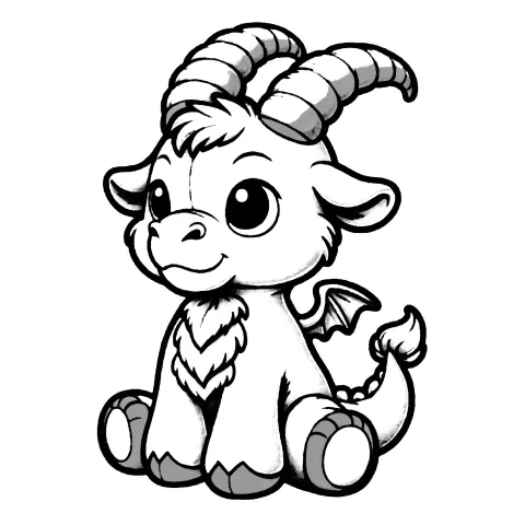 A friendly goat gargoyle with no tattoos or accessories, being it's best self.