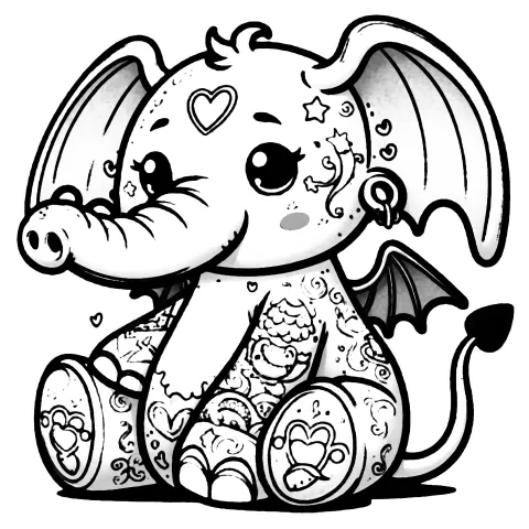 Elephant Gargoyle with tattoos #2353