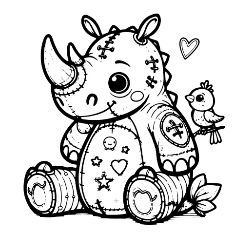 Tattooed rhino and his bird friend.
