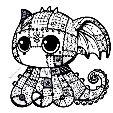Finished art version of the patchwork octopus