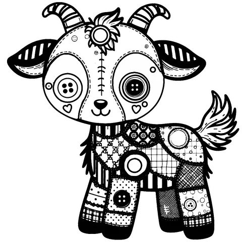A whimsical patchwork goat