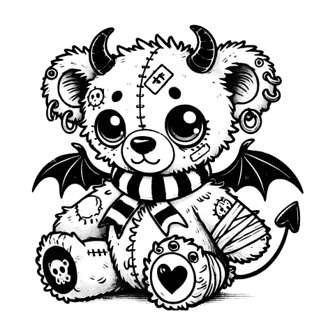 Beargoyle #1714 is a gargoyle teddy bear all bandaged up with wings, horns and a cute scarf.