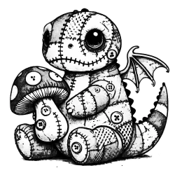 Patchwork dino and his mushy