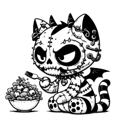 A cat gargoyle that hates salad.