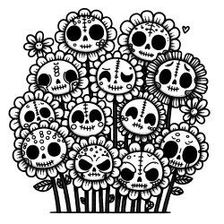 A bouquet of skull flowers.