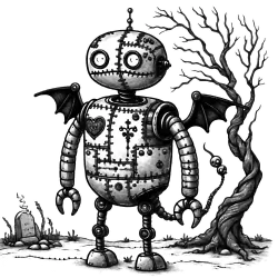 A robot standing alone in the world