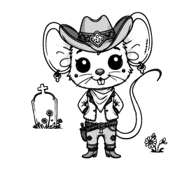Cowpoke sheriff mouse with piercings in a graveyard