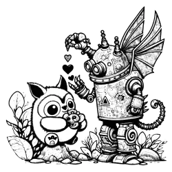 Furry Creature and Robot #1113