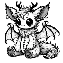 Wendigo, a mythological creature as a gargoyle with antlers, wings and a tail