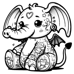 Elephant Gargoyle with tattoos #2353