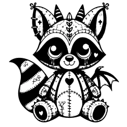 Striped raccoon with wings and horns.