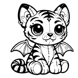Tiggy Fierce, a basic gargoyle tiger with fangs, tattoos, and piercings.