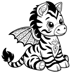 Gargoyle zebra with pretty wings and a small design on it's chest.