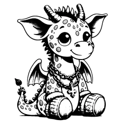Beargoyle Giraffe with cozy socks, wings and chains around it's neck.