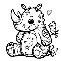 Tattooed rhino and his bird friend.