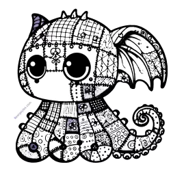 Finished art version of the patchwork octopus