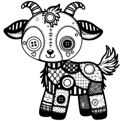 A whimsical patchwork goat