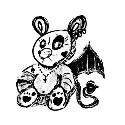 A rat named Rat with bat wings, a devil tail and a cross necklace.