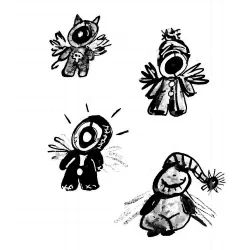 Some sketches of cyclops fae in various outfits like a pirate or a snow suit.