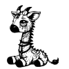 Sad tattooed little giraffe sitting