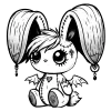 Emo gargoyle bunny with long pierced ears, wings and a small heart tattoo.