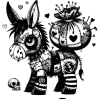 Patchwork Donkey Carrying a Burden