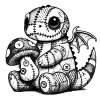 Patchwork dino and his mushy