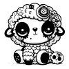 Stuffed animal fluffy sheep with buttons and skulls