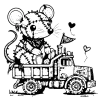 Beargoyle rat in a toy truck #0132