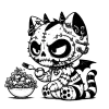 A cat gargoyle that hates salad.
