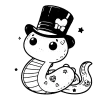 Little decorated snake in a top hat with a bow on it