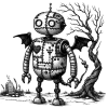 A robot standing alone in the world