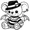 Gargoyle teddybear in a fedora and striped sweater #1723