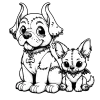 Stitched zombie dogs with cute collars. The small one has big ears and wings.