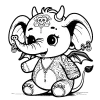 Elephant gargoyle with tattoos #0017
