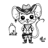 Cowpoke sheriff mouse with piercings in a graveyard