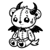 Gargoyle teddy bear with horns, wings, and stitches.