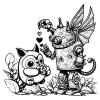 Furry Creature and Robot #1113
