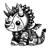 Dark patchwork triceratops gargoyle