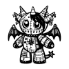 A gargoyle named "Piñata", stitched together with sheets of metal. It has stripes, wings, a star on it's tail and at least 5 horns on it's head.