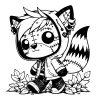 Little stitched fox in a rain coat and boots