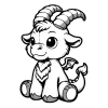 A friendly goat gargoyle with no tattoos or accessories, being it's best self.