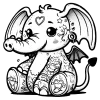 Elephant Gargoyle with tattoos #2353
