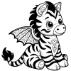 Gargoyle zebra with pretty wings and a small design on it's chest.
