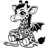 Giraffe gamer with chains and gothy necklaces